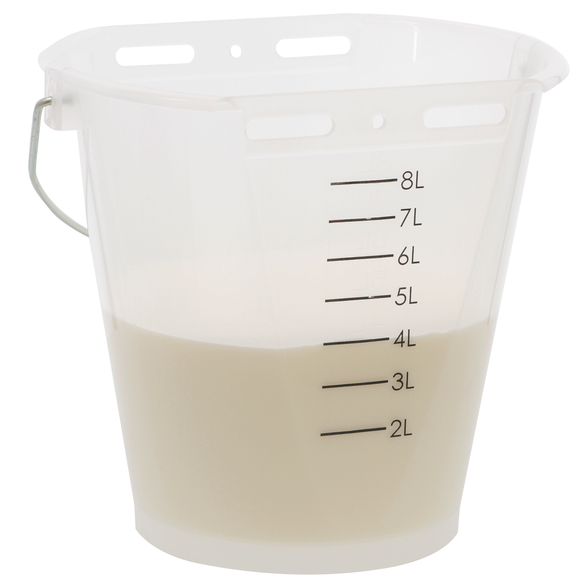Wiadro do pojenia cieląt, &quot;Food Safe&quot;, ze skalą, 8 l transparentne, białe, Kerbl
