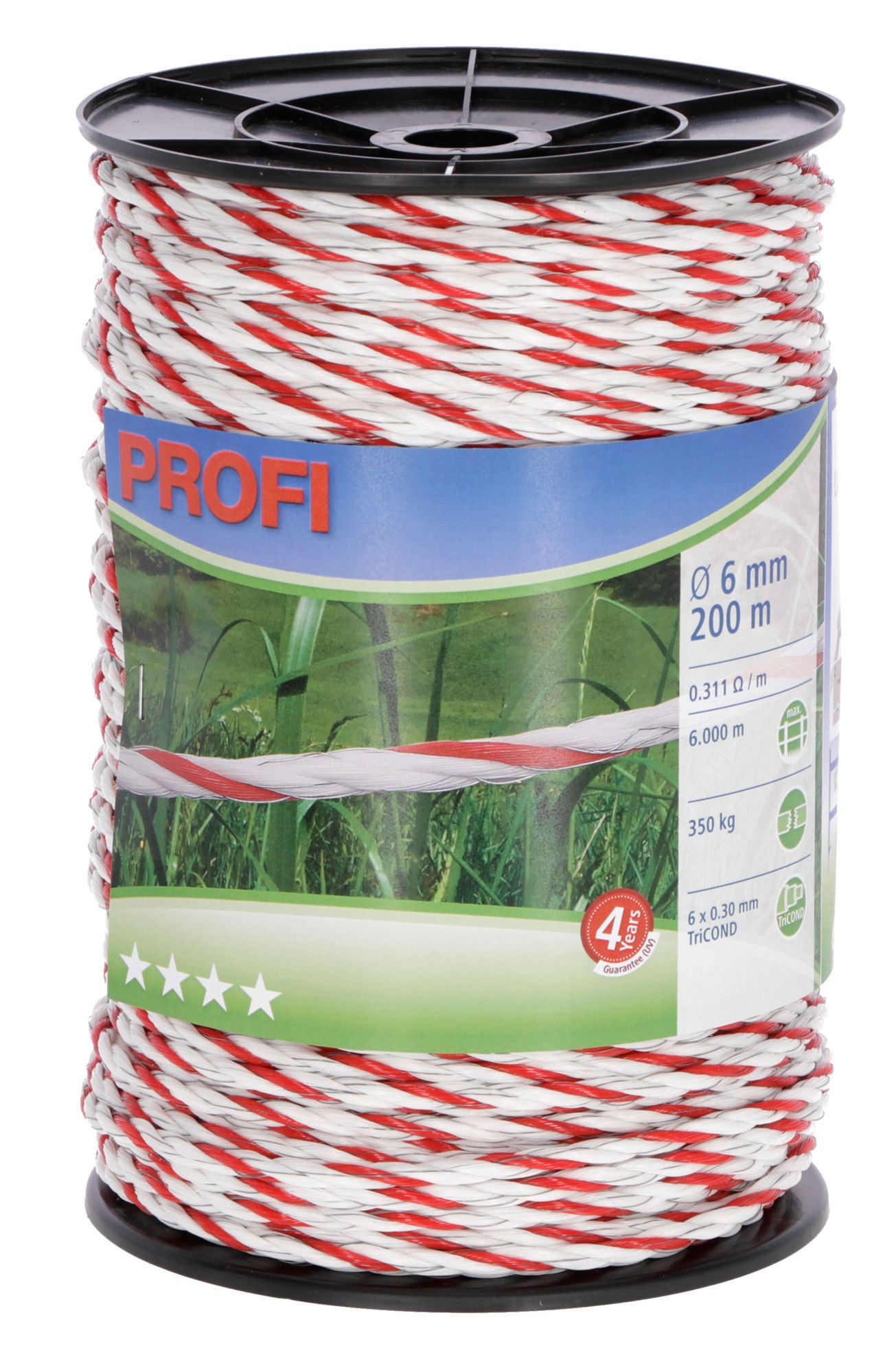 Linka PROFI 200 m, 6 mm, 6 x 0,30 mm, biało-czerwona