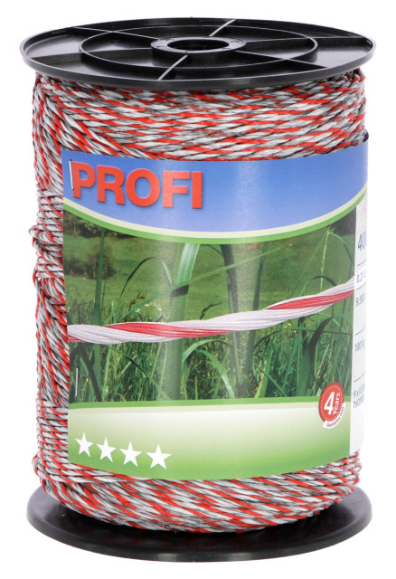Plecionka ogrodzeniowa PROFI, 400 m x 2 mm, biało-czerwona, Kerbl
