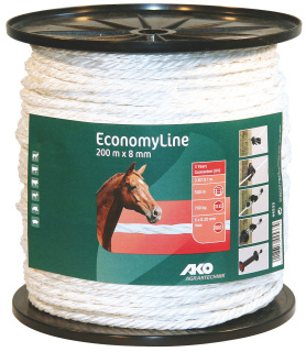Linka ogrodzeniowa ECONOMY, 200 m x 8 mm, biała, Kerbl