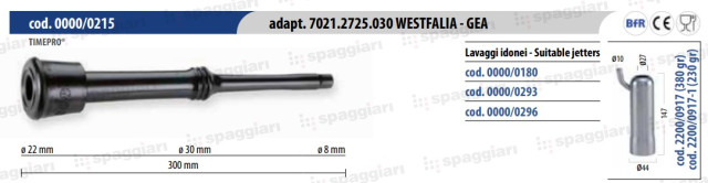 Guma strzykowa typ Westfalia WK1 7021.2725.030, ”długa”, 8 mm, 4szt., Spaggiari