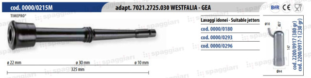 Guma strzykowa, typ Westfalia WK1 7021.2725.030, ”długa”, 10 mm, 4 szt., Spaggiari