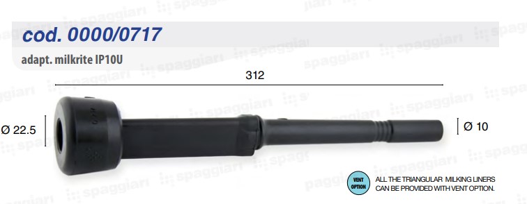 Guma strzykowa Spaggiari typ Milkrite IP10U, trójkątna, kolektor proste krućce, Ø10, 4 szt.